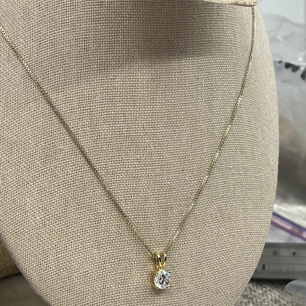 Vintage 925 Italy Sterling Silver Necklace w/ CZ Pendant – 18” - Picture 9 of 17